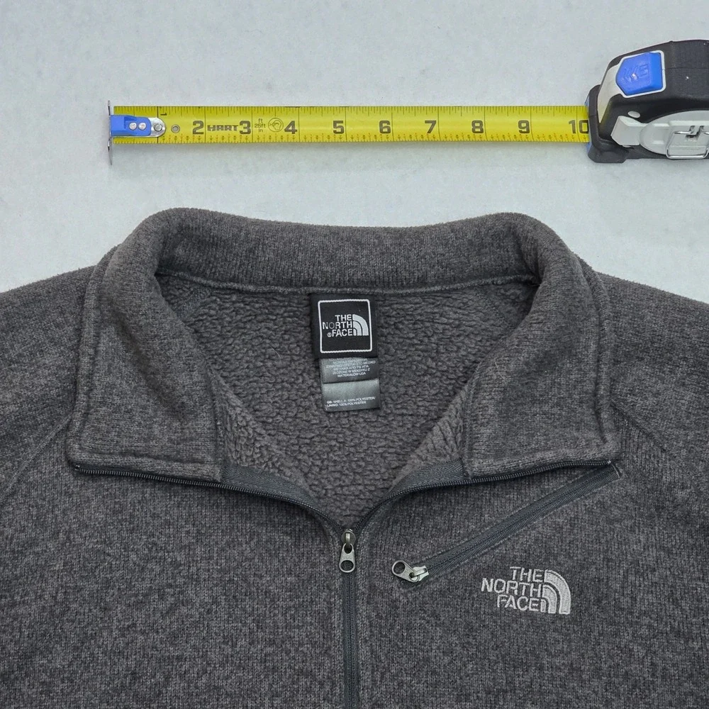 The North Face Mens Large Gray Quarter Zip Fleece Pullover Sweater Jacket